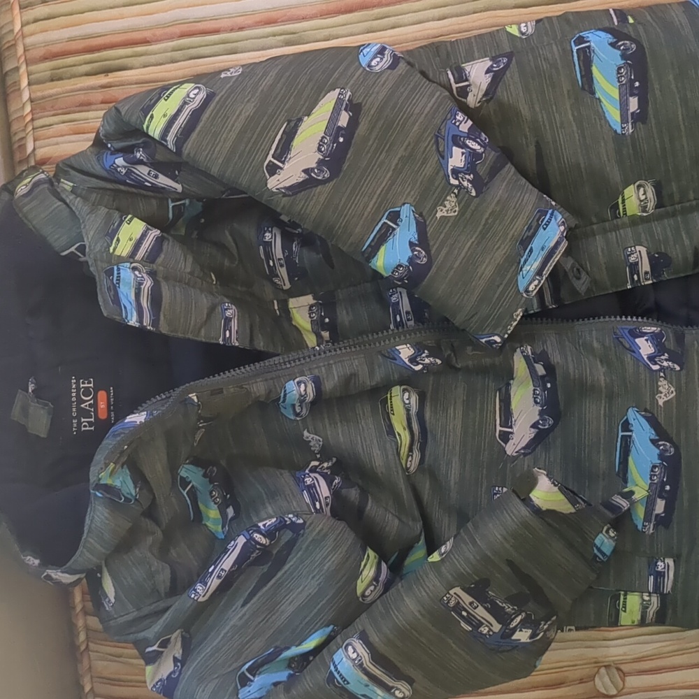 Kids Green Car Print Jacket